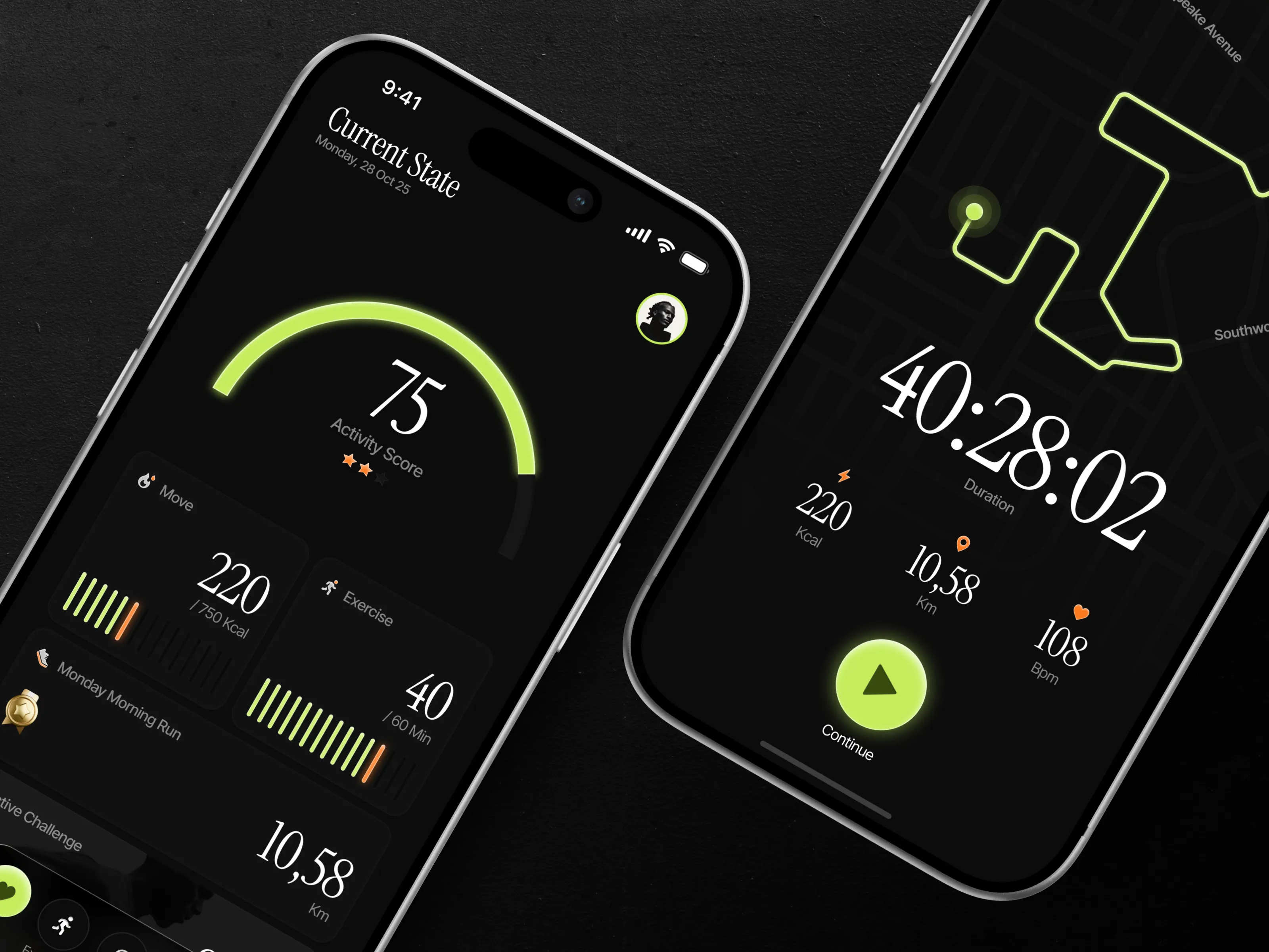 Dashboard pessoal e percurso de treino no Sensia