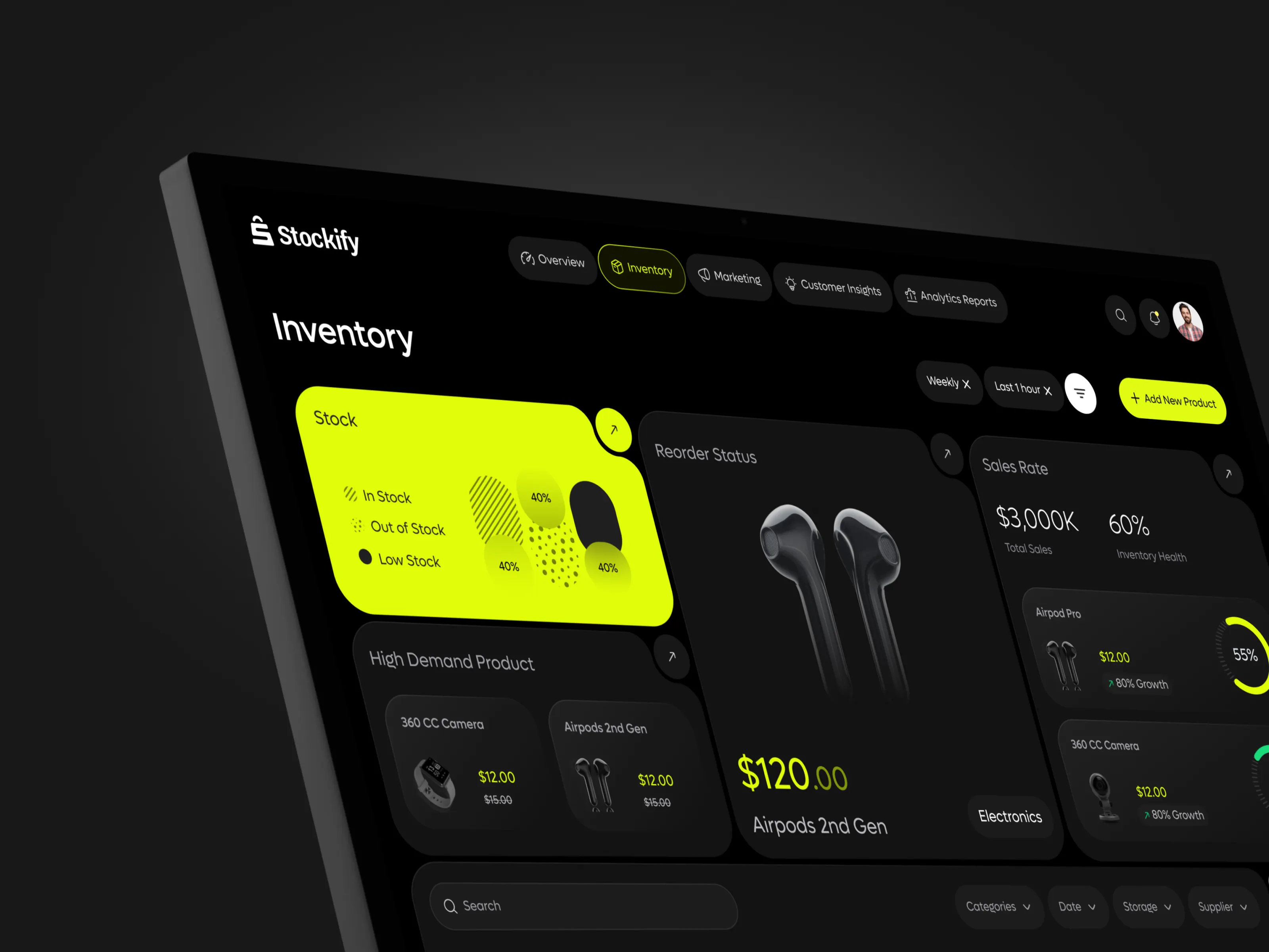Detalhe da interface de inventário do Stockify